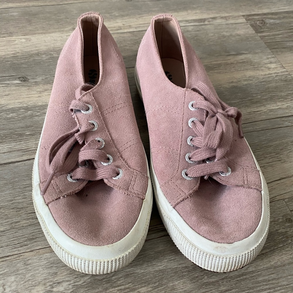 Dusty pink suede superga sneakers
